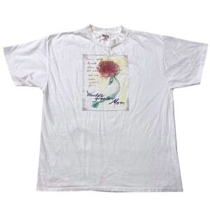 PowerPro by Oneita Mens XL T Shirt Graphic‎ Rose Mom Vintage 90s White